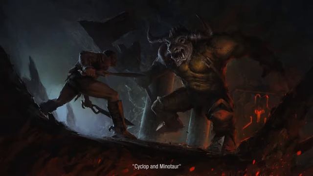 эпичное фэнтези сражение с монстром