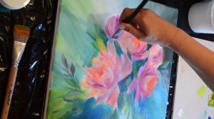 Как нарисовать цветы акрилом. Фантазийная картина из головы.