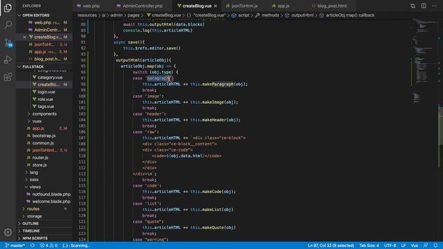 Editor.js json data to visual html conversion | Full stack Laravel vue development | Part 36