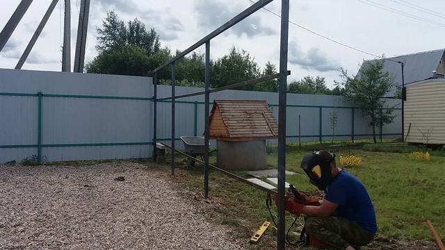 Навес для авто на даче своими руками
