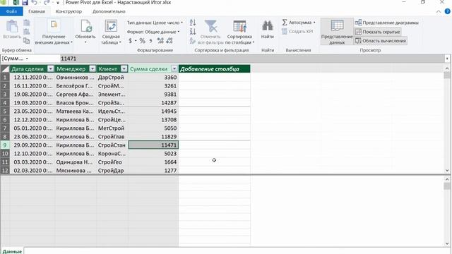 Power Pivot.Нарастающий итог.Функция Dax