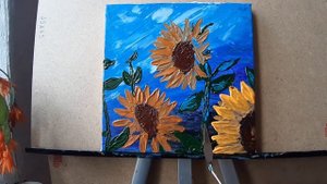 Easy volumetric sunflowers, acrylic paints Объемные подсолнухи акриловыми красками, легко