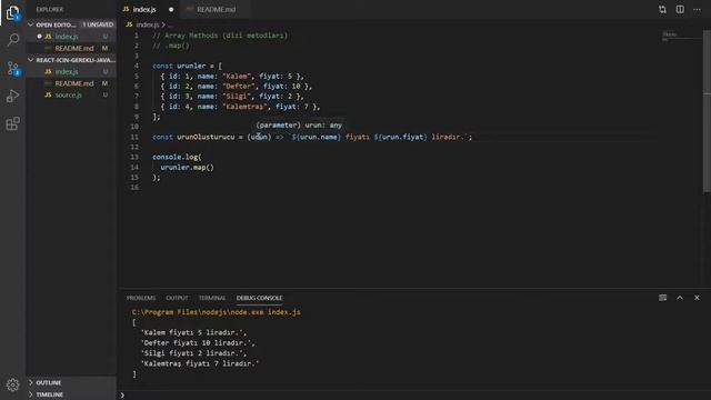 ES6 Dizilerde .map() Kullanımı - React İçin Gerekli Javascript Özellikleri