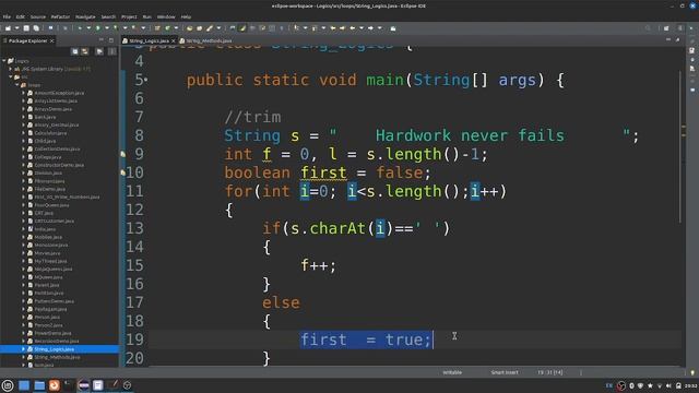 Fresher Interview Question - String trim() method Logic - Muthuramalingam смотреть онлайн