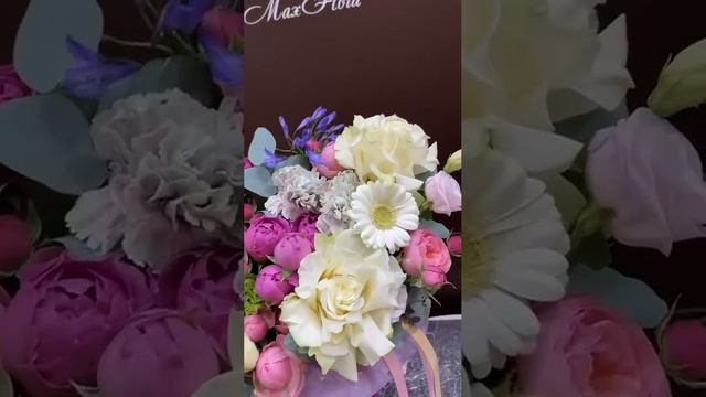 Букет в шляпой коробке, доставка цветов в Раменском