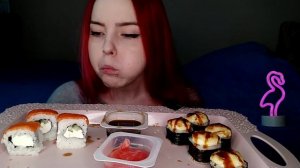 роллы суши мукбанг/sushi rolls mukbang