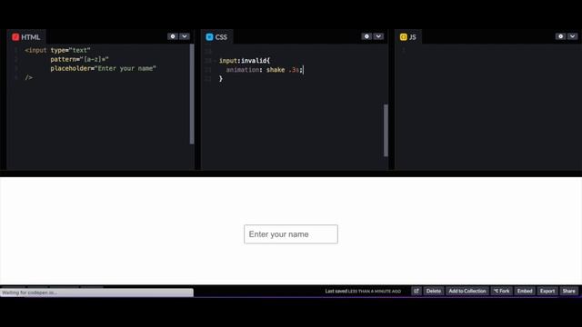 Input Shaking Animation on Invalid Input only with HTML/CSS смотреть онлайн