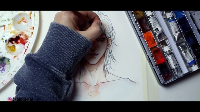 [WATERCOLOR TUTORIAL] - Coloring a face in anime style смотреть онлайн