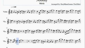 Violin Sheet Music: How to play Nobody by Mitski