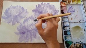 Рисую цветы акварелью просто. Акварель для начинающих.  Flowers in watercolour.