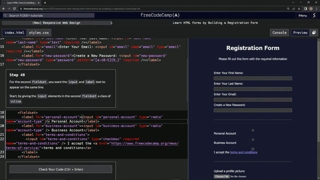 (ARCHIVED) Learn HTML Forms by Building a Registration Form - Step 49