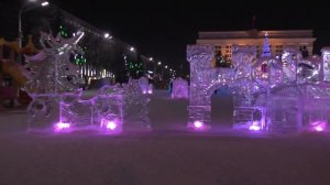 Кемерово Снежный городок на площади Советов Новый год Зимняя вечерняя прогулка