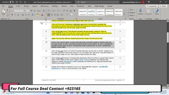 Exp19_Excel_AppCapstone_Intro_Collection| Complete Solution 100%| exp19 excel app intro |100% Grade
