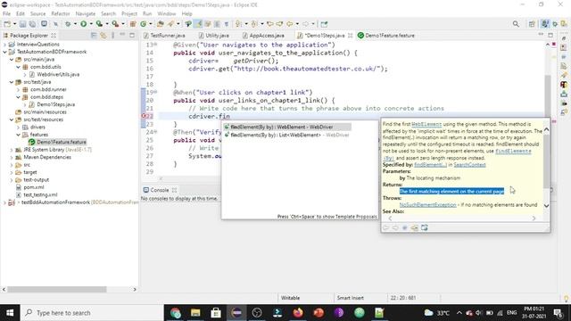 Develop BDD Automation Framework from Scratch | Selenium Java | #findelement in #selenium #webdrive