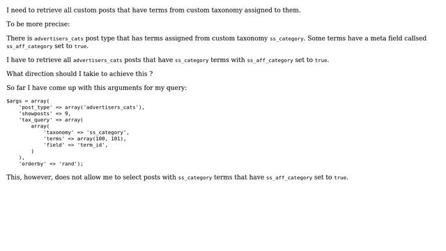 Wordpress: Query custom post types by meta field in a term from custom taxonomy смотреть онлайн