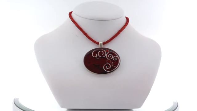 AVA Oval Red Python Pendant