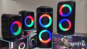 Колонка портативная Somostel черная с беспроводным динамиком, караоке, микрофоном