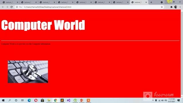 Add Image and marquee in HTML website | Add horizontal line ,Color, Font, and Size of a Text in HTM