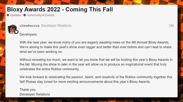 THE BLOXY AWARDS EVENT IS BACK!!! (ROBLOX 9TH ANNUAL BLOXY AWARDS 2022 CONFIRMED) смотреть онлайн