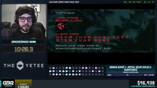Metal Gear Solid 2: Substance by ApacheSmash in 10:26 - AGDQ 2022 Online смотреть онлайн