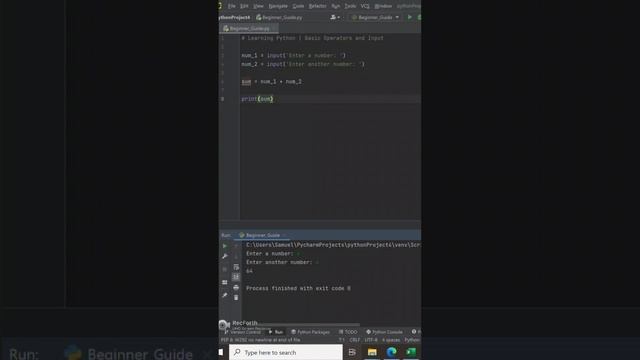Basic Operators and User Input in Python #python #pythontutorial #pythonprogramming #engineering