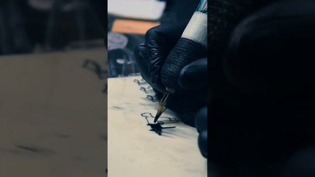 How to draw gun Tattoo on Practice skin | Gentlemen.ink | #shorts #tattoo #drawing #art #uzi