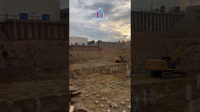Зачистка свайного поля #генстройтранс #гст #строительство #shorts #экскаватор #авто