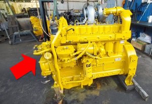 Запуск двигателя Caterpillar. Объем 10.5 литров, мощность 290 л.с.