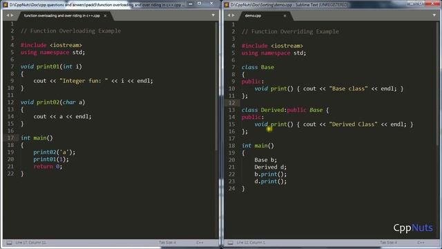 Function Overloading And Overriding in C++
