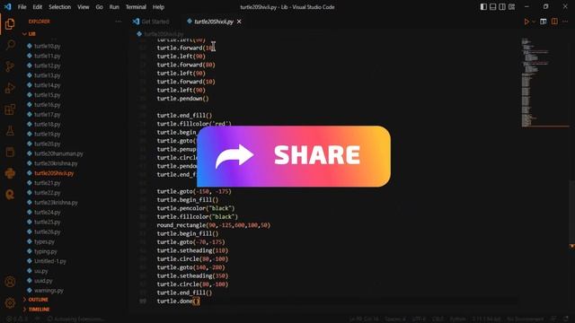 Lord Shiva code in Python turtle | Python Programming Hub