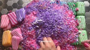 ASMR cutting tiny cubes on striped soap Duru, Dalan, Exxe/ Режу маленькие кубики на полосатом мыле