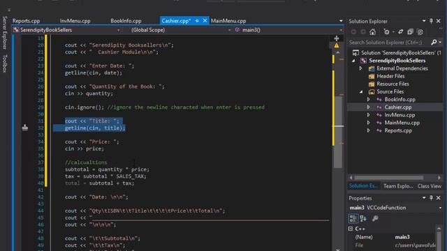 C++ Serendipity Booksellers College Project Part 3 - Expressions and Interactivity