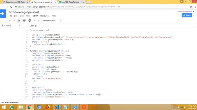 HTML Form Data To Google Sheet Using Javascript | Source Code