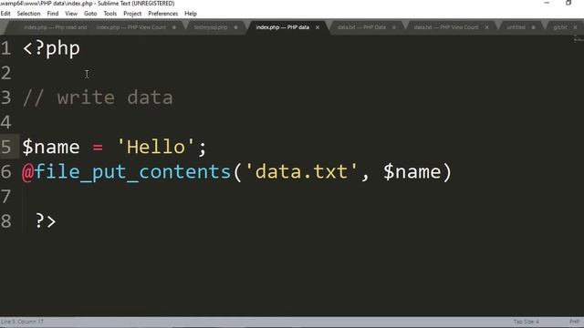 how to read and write text file in php