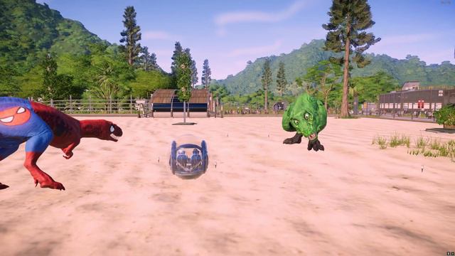 DINOSSAURO REX VERDE vs ESTEGOSSAURO do BATMAN  Jurassic World Evolution 4K  Jogo de Dinossauro