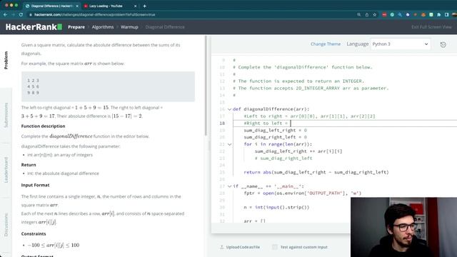 Resolviendo problemas de HackerRank - Diagonal Difference