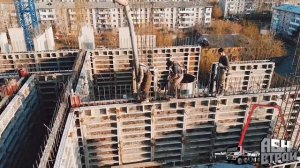 Работа Автобетононасоса 52 метра
