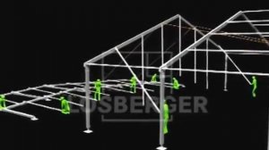 Быстрый монтаж каркасно-тентовых ангаров. Тентовое покрытие крепится кедером. 3
