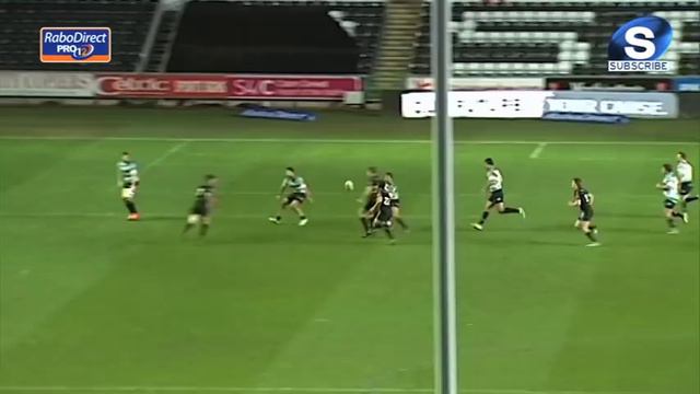 Sam Davies picks great line to score his second try - Ospreys v Benetton Treviso 16th February 2014