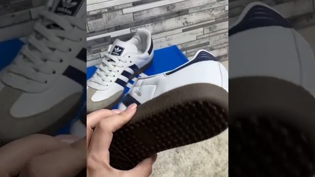 Adidas Samba OG белые серые с cиним