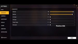 Realme C55 Free Fire Sensitivity Settings
