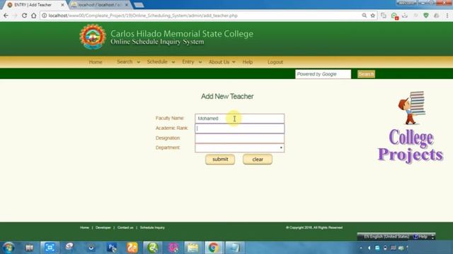 Online College Schedule Inquiry System Project in PHP | MYSQLI | HTML | CSS - College Projects