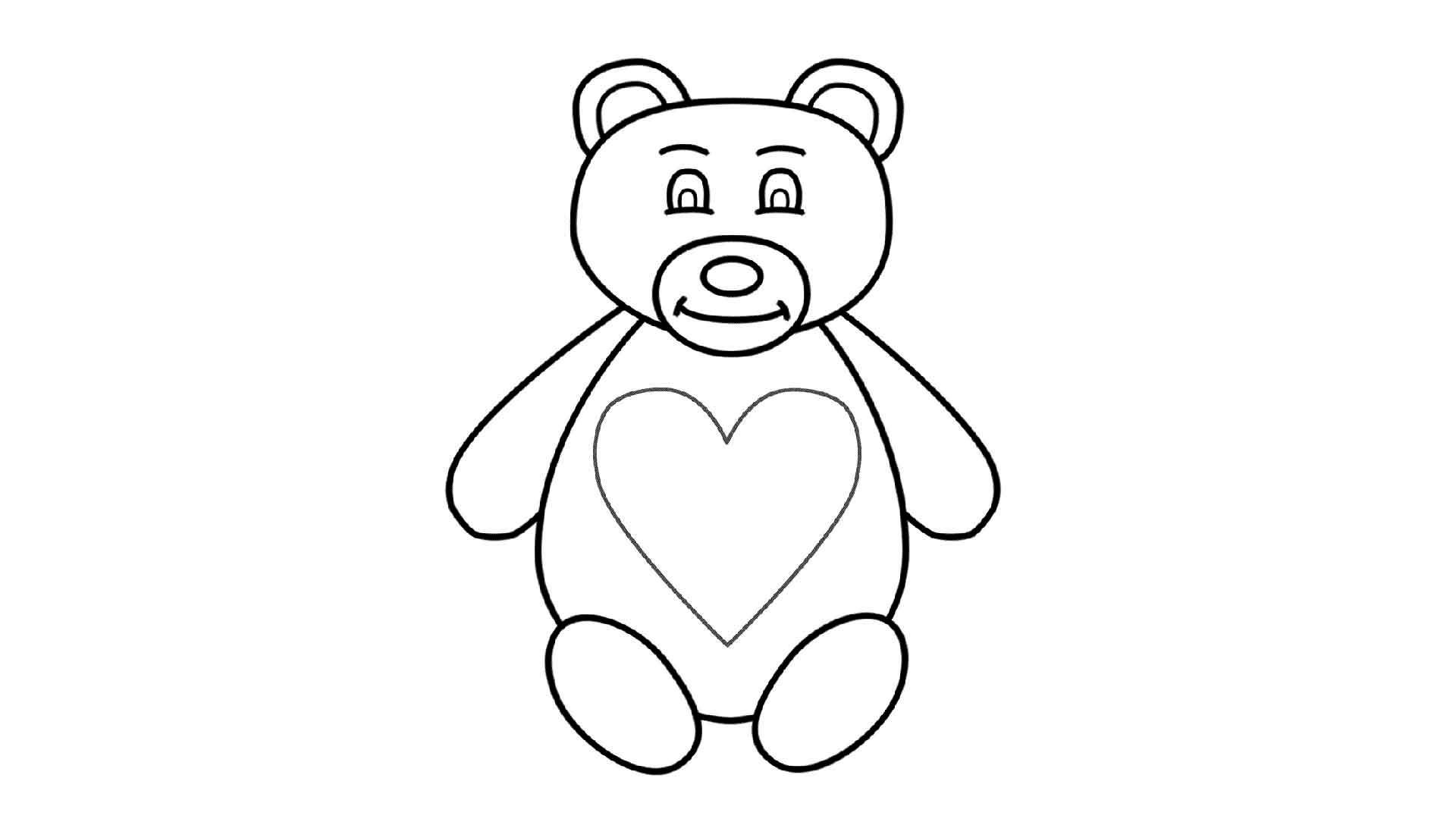 Раскраска медведь с сердечком