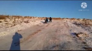 Первый дрифт на снегокате