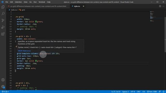 CSS grid - difference between min-content, max-content and fit-content () keywords