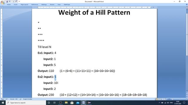 Weight of a Hill Pattern | Logic Building Problems | Placement Questions | Java Code смотреть онлайн