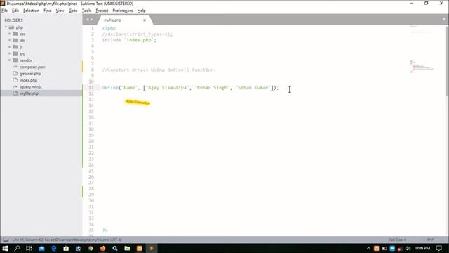 Php Constant Arrays Using define() Part-31