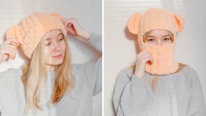 БАЛАКЛАВА-ШАПКА с ушками из плюшевой пряжи крючком I TikTok crochet