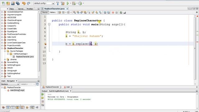how to replace character any location using replace() method java program... смотреть онлайн