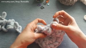 Double crochet with Alize Puffy or loop yarn